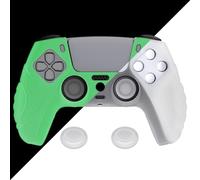 eXtremeRate PlayVital Glow in Dark - Green Guardian Edition Ergonomic Soft Anti-Slip Controller Silicone Case Cover for ps5, Rubber Protector Skins with Joystick Caps for ps5 Controller