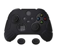 eXtremeRate PlayVital Guardian Edition Black Ergonomic Soft Anti-slip Controller Silicone Case Cover, Rubber Protector Skins with Black Joystick Caps for Xbox Series S and Xbox Series X Controller