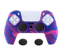 eXtremeRate PlayVital Guardian Edition Ergonomic Soft Anti-Slip Controller Silicone Case Cover for ps5, Rubber Protector Skins with Black Joystick Caps for ps5 Controller - Pink & Purple & Blue