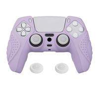 eXtremeRate PlayVital Guardian Edition Mauve Purple Ergonomic Soft Anti-slip Controller Silicone Case Cover for ps5, Rubber Protector Skins with White Joystick Caps for ps5 Controller