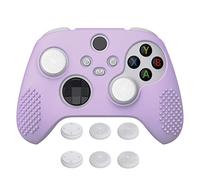 eXtremeRate PlayVital Mauve Purple 3D Studded Edition Anti-slip Silicone Cover Skin for Xbox Series X Controller, Soft Rubber Case Protector for Xbox Series S Controller with 6 White Thumb Grip Caps