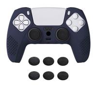 eXtremeRate PlayVital Midnight Blue 3D Studded Edition Anti-slip Silicone Cover Skin for ps5 Controller, Soft Rubber Case Protector for ps5 Controller with 6 Black Thumb Grip Caps