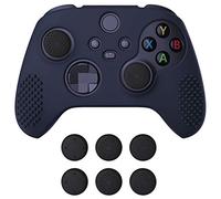 eXtremeRate PlayVital Midnight Blue 3D Studded Edition Anti-slip Silicone Cover Skin for Xbox Series X Controller, Soft Rubber Case Protector for Xbox Series S Controller with 6 Black Thumb Grip Caps