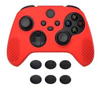 eXtremeRate PlayVital Passion Red 3D Studded Edition Anti-slip Silicone Cover Skin for Xbox Series X/S Controller, Rubber Case Protector for Xbox Series X/S Controller with 6 Black Thumb Grip Caps