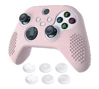 eXtremeRate PlayVital Pink Controller Skin for Xbox Series X/S, 3D Studded Edition Anti-Slip Soft Silicone Cover for Xbox Core Controller with 6 Thumb Grip Caps