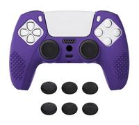 eXtremeRate PlayVital Purple 3D Studded Edition Anti-slip Silicone Cover Skin for ps5 Controller, Soft Rubber Case for ps5 Wireless Controller with 6 Black Thumb Grip Caps