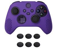 eXtremeRate PlayVital Purple 3D Studded Edition Anti-slip Silicone Cover Skin for Xbox Series X Controller, Soft Rubber Case Protector for Xbox Series S Controller with 6 Black Thumb Grip Caps