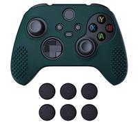 eXtremeRate PlayVital Racing Green 3D Studded Edition Anti-slip Silicone Cover Skin for Xbox Series X Controller, Soft Rubber Case Protector for Xbox Series S Controller with 6 Black Thumb Grip Caps
