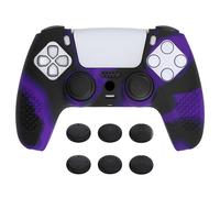 eXtremeRate PlayVital Rubber Case for ps5 with Thumb Grip Caps Purple Black