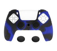 eXtremeRate PlayVital Samurai Edition Anti-Slip Controller Grip for ps5, Soft Silicone Skin for ps5 Controller with Thumb Stick Caps Blue & Black