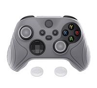 eXtremeRate PlayVital Samurai Edition Clear White Anti-slip Controller Grip Silicone Skin, Ergonomic Soft Rubber Protective Case Cover for Xbox Series S/X Controller with Clear White Thumb Stick Caps