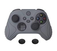 eXtremeRate PlayVital Samurai Edition Gray Anti-slip Controller Grip Silicone Skin, Ergonomic Soft Rubber Protective Case Cover for Xbox Series S/X Controller with Black Thumb Stick Caps