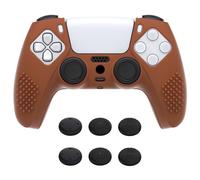eXtremeRate PlayVital Silicone Skin for ps5 3D Studded Edition Signal Brown | Silicone Cover Skin Sleeve PS5 Protector with 6 Joystick Covers-Signal Brown (3D-Studded Edition)