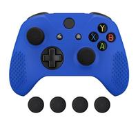 eXtremeRate PlayVital Soft Anti-Slip Dark Blue Silicone Controller Cover Skins and Black Thumb Grips Caps Protective Case for Xbox One X&S - Controller Without
