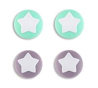 eXtremeRate PlayVital Star Design Cute Switch Thumb Grip Caps, Dark Grayish Violet & Mint Green Joystick Caps for Nintendo Switch Lite, Silicone Analog Cover Thumbstick Grips for Switch OLED Joycon