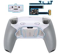 eXtremeRate Plus MAX RISE4 RMB Back Paddles Kit with Clicky Trigger Stops & Rubberized Grip for PS5 Controller BDM-010 020, Remappable Real Metal Back Buttons Kit for PS5 Controller - White Gray