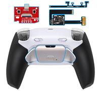 eXtremeRate Plus MAX RMB RISE Remap Kit with Clicky Trigger Stops & Rubberized Grip for PS5 Controller BDM-010 020, Remappable Real Metal Back Buttons Kit for PS5 Controller - White Black