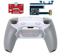 eXtremeRate Plus MAX RMB RISE Remap Kit with Clicky Trigger Stops & Rubberized Grip for PS5 Controller BDM-010 020, Remappable Real Metal Back Buttons Kit for PS5 Controller - White Gray