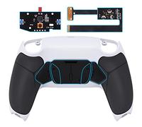 eXtremeRate Programable RISE4 Remap Kit for ps5 Controller BDM-010 BDM-020, Upgrade Board & Redesigned Rubberized Grip Back Shell & 4 Black Back Buttons for ps5 Controller - White Black & Black