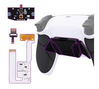 eXtremeRate Programable RISE4 Remap Kit for PS5 Controller BDM-030 040 050 060, Upgrade Board & Redesigned Rubberized Grip Back Shell & 4 Back Buttons - Rubberized White Black- Black