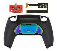 eXtremeRate Rainbow Aura Blue & Purple Real Metal Buttons (RMB) RISE Remap Kit for PS5 Controller BDM-010 020 with Black Rubberized Grip Back Shell, Upgraded Remapable Back Buttons for PS5 Controller