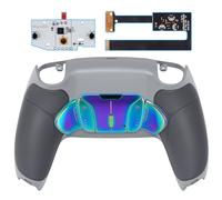 eXtremeRate Rainbow Aura Blue Purple Real Metal Buttons RMB RISE4 Remap Kit for ps5 Controller BDM-010 BDM-020, Gray Rubberized Grip New Hope Gray Back Shell, Board, Back Buttons - Without Controller