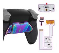 eXtremeRate Real Metal Buttons RMB RISE4 V3 Remap Kit for PS5 Controller BDM-030 040 050, Redesigned Black Rubberized Grip Bottom Shell Upgrade Board 4 Rainbow Aura Back Paddles Set for PS5 Controller