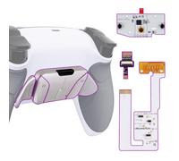 eXtremeRate Real Metal Buttons RMB RISE4 V3 Remap Kit for PS5 Controller BDM-030 040 050, Redesigned Gray Rubberized Grip White Bottom Shell Upgrade Board 4 Silver Back Paddles Set for PS5 Controller
