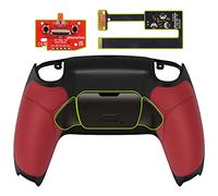 eXtremeRate Red Real Metal Buttons (RMB) Version Rise 2.0 Remap Kit for ps5 Controller BDM-010 BDM-020 with Black Rubberized Grip Back Shell, Programable Back Buttons Attachment - Without Controller