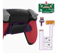 eXtremeRate Red Rubberized Grip Programable RISE V3 Remap Kit for PS5 Controller BDM-030 040 050, Upgrade Board Redesigned Black Bottom Shell Back Buttons Attachment for PS5 Controller - NO Controller