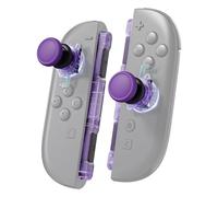 eXtremeRate Replacement 3D Joystick & Thumb Grips & Side Rail Shell Buttons for Nintendo Switch 2 JoyCon, Console Rail Stickers Left Right Analog Thumbsticks Caps for Switch 2 - Clear Atomic Purple