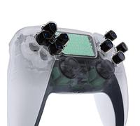 eXtremeRate Replacement Custom Dpad Action Buttons Three-Tone Black & Clear with Blue Redesigned Symbols D-pad Face Buttons Compatible with ps5 Controller