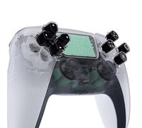 eXtremeRate Replacement Custom Dpad Action Buttons Three-Tone Black & Clear with White Redesigned Symbols D-pad Face Buttons Compatible with ps5 Controller
