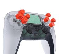 eXtremeRate Replacement Custom Dpad Action Buttons Three-Tone Orange & Clear with Redesigned Symbols D-pad Face Buttons Compatible with ps5 Controller