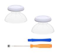 eXtremeRate Replacement Custom Joystick Analog Stick Compatible with p s 5 Controller, for p s 4 All Model Controller - Solid White & Clear