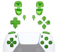 eXtremeRate Replacement D-pad R1 L1 R2 L2 Triggers Share Options Face Buttons, Clear Green Full Set Buttons Compatible with ps5 Controller BDM-030 - Controller NOT Included