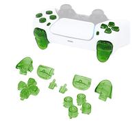 eXtremeRate Replacement D-pad R1 L1 R2 L2 Triggers Share Options Face Buttons for ps5 Controller BDM-010 BDM-020, Custom Full Set Buttons Repair Kits with Tools for ps5 Controller - Clear Green