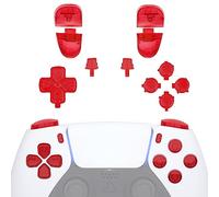 eXtremeRate Replacement D-pad R1 L1 R2 L2 Triggers Share Options Face Buttons for ps5 Controller BDM-030 BDM-040 BDM-050, Clear Red Full Set Buttons Repair Kits with Tools for ps5 Controller