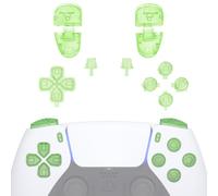 eXtremeRate Replacement D-pad R1 L1 R2 L2 Triggers Share Options Face Buttons, Full Set Buttons Compatible with ps5 Controller BDM-030 BDM-040 BDM-050 - Clear Light Green