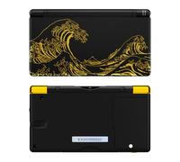 eXtremeRate Replacement Full Housing Shell for Nintendo DS Lite, Custom Handheld Console Case Cover with Buttons, Screen Lens for Nintendo DS Lite NDSL - The Great Golden Wave Off Kanagawa - Black