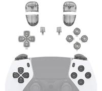 eXtremeRate Replacement Full Set Buttons Compatible with ps5 Edge Controller, Clear Black D-pad Share Options Home Face Buttons R1 L1 R2 L2 Triggers Compatible with ps5 Edge Controller