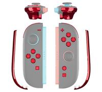 eXtremeRate Replacement Full Set Buttons + Decorative Strips for Nintendo Switch 2 Controller - Chrome Red