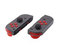 eXtremeRate Replacement Full Set Buttons for JoyCon, Transparent Clear Red Custom ABXY Direction Keys SR SL L R ZR ZL + - Home Capture Trigger Buttons Springs for Nintendo Switch & Switch OLED