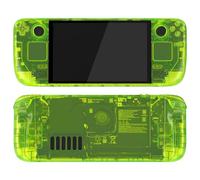 eXtremeRate Replacement Full Set Housing Shell with Buttons for Steam Deck OLED Handheld Console, Custom DIY Clear Lime Green Faceplate Back Plate Trackpad Case for Steam Deck OLED Console