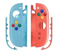 eXtremeRate Replacement Shell Buttons for Joycon 2, Custom Housing Faceplate Case + Decorative Strips + ABXY Direction Keys + Tools for Nintendo Switch 2 Controller - Essence Version - Blue & Orange