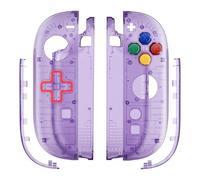 eXtremeRate Replacement Shell (D-Pad Version) with Buttons for Joycon 2, Housing Faceplate Case + Decorative Strips + ABXY Dpad for Nintendo Switch 2 Controller - Essence Version - Clear Atomic Purple