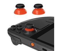 eXtremeRate Replacement Thumbsticks for Steam Deck LCD, Custom Analog Stick Joysticks Repair Kit for Steam Deck OLED Console with Original Touch Sensing, Anti-Slip Texture Grip - Orange & Black