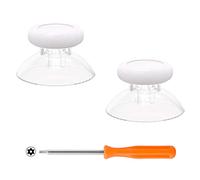 eXtremeRate Replacement Thumbsticks for Xbox Core Wireless Controller, Joysticks Repair Kit for Xbox Series X/S Controller, Custom Analog Stick Button for Xbox One S/X/Elite Controller - White & Clear