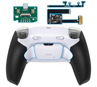 eXtremeRate RISE Plus MAX Back Paddles Kit with Clicky Trigger Stops & Rubberized Grip for PS5 Controller BDM-010 020, White Remappable Back Buttons Kit for PS5 Controller - White Black -NO Controller