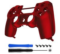 eXtremeRate Scarlet Red Custom Faceplate Cover for PS4 Slim Pro Controller, Soft Touch Front Housing Shell Case for PS4 Controller CUH-ZCT2 JDM-040/050/055